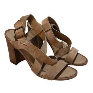 Franco Sarto Suede Strappy Block Heel Sandals – Size 10